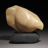 Sculpture/Interior Design: A carved alabaster stylised bird on black marble base, modern, 23cm high,