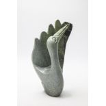 Sculpture: Andaminyo Chihota, Scratching My Wings, Serpentine stone, 35.5cm high by 19.5cm wide by