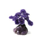 Interior Design/Minerals: An amethyst tree with nine petals on composition and amethyst base,