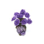 Interior Design/Minerals: An amethyst tree with nine petals on composition and amethyst base,
