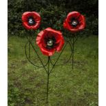 Sculpture: Kenny Roach, Three Poppies, Steel and reclaimed vinyl records, Handmade, Unique, 120cm