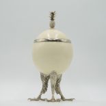 Interior Design: Trinket Box, Ostrich egg with silvered eagle claw feet & pineapple finial, 28cm hig