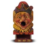 Interior Design/Minerals: A painted Passe-Boule game board of a Jester, modern, 86cm high by 42cm