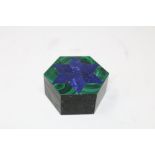Interior Design/Minerals: A malachite and lapis lazuli box, 3.5cm high by 8.5cm wide