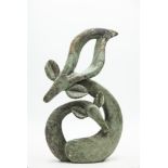 Sculpture: Fungai Dodzo, Motherly Love, Cobalt stone, 46.5cm high by 31cm wide by 8cm deep