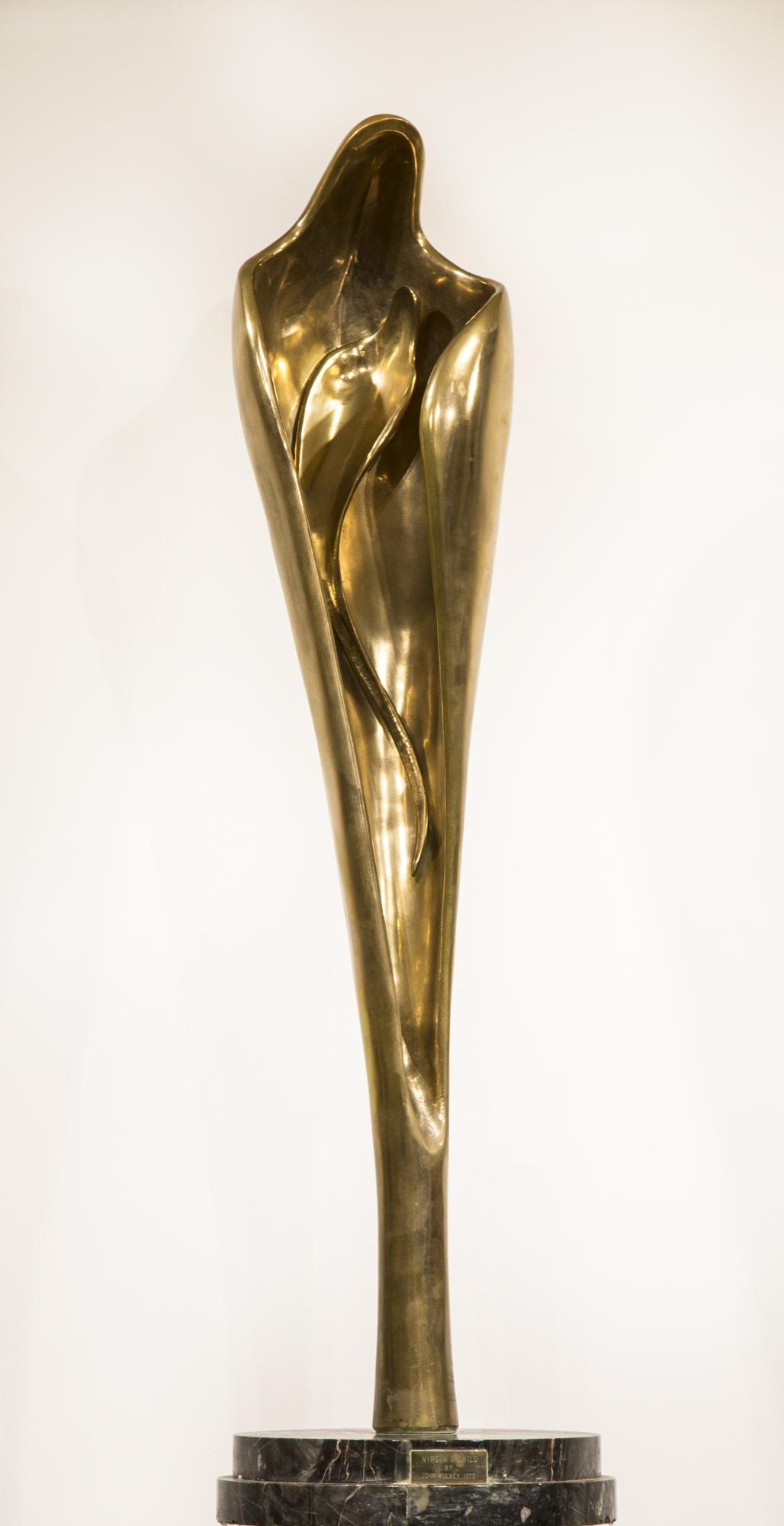 Sculpture: ▲ John Mulvey, Virgin and Child, Bronze with gold patina, Signed 3 of 5 and dated 1972,