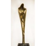 Sculpture: ▲ John Mulvey, Virgin and Child, Bronze with gold patina, Signed 3 of 5 and dated 1972,