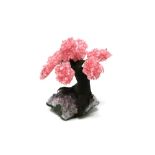 Interior Design/Minerals: A rose quartz tree with nine petals, on amethyst and composition base,