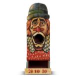 Interior Design: A painted Passe-Boule game board of a clown, modern, 87cm high by 31cm wide,