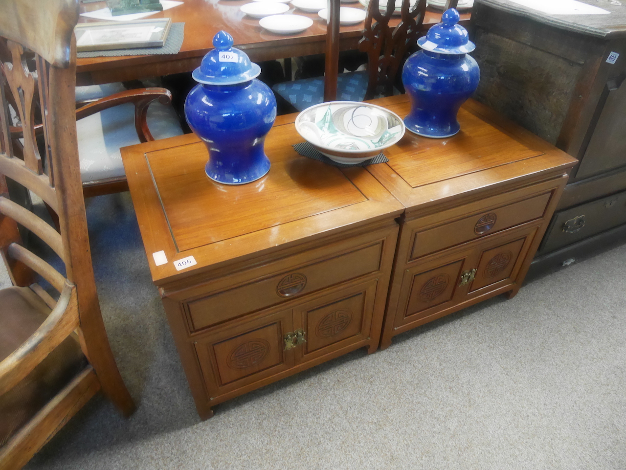 2 repro. Chinese style bedside cabinets