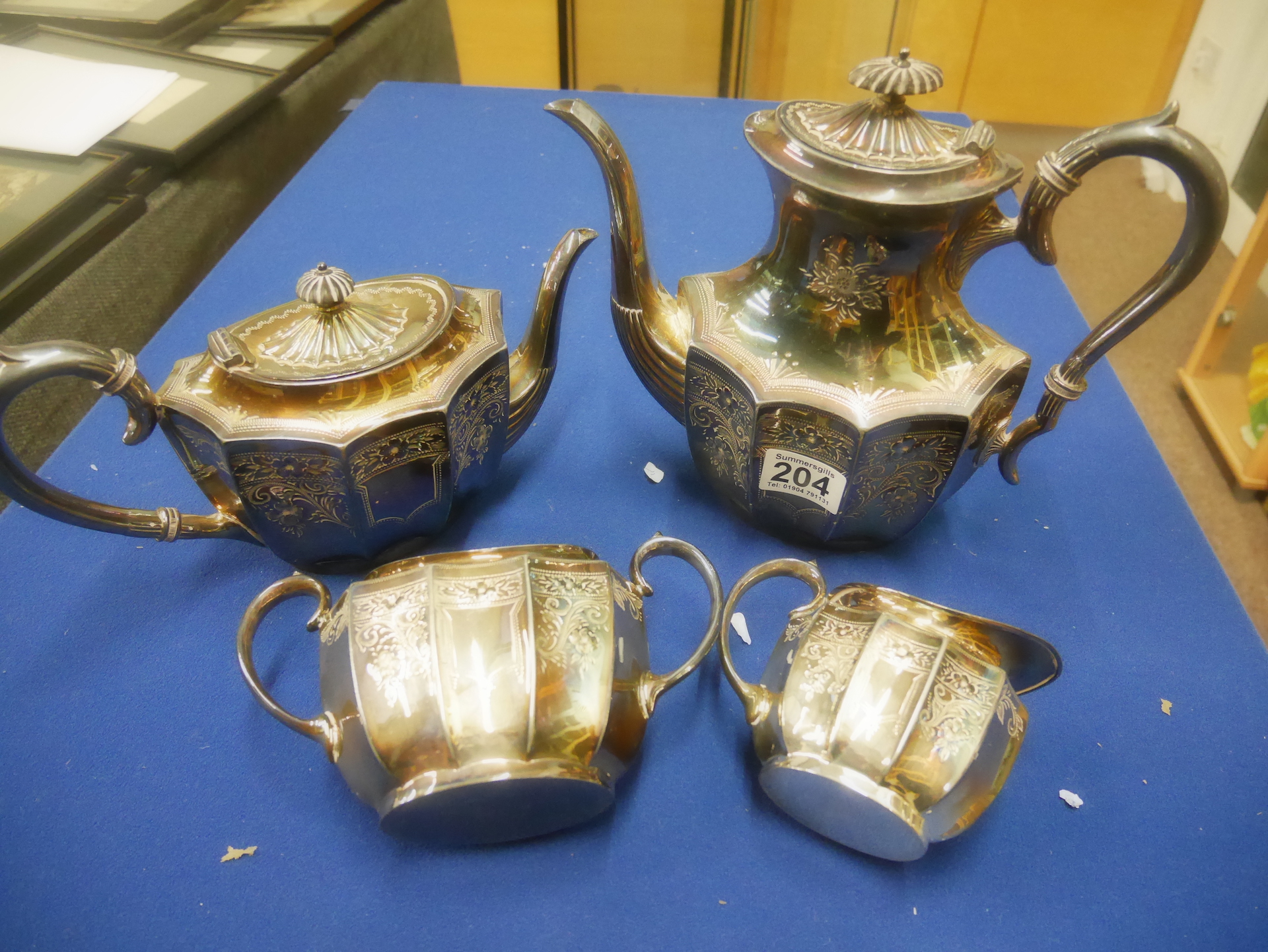 4 piece plated coffee set