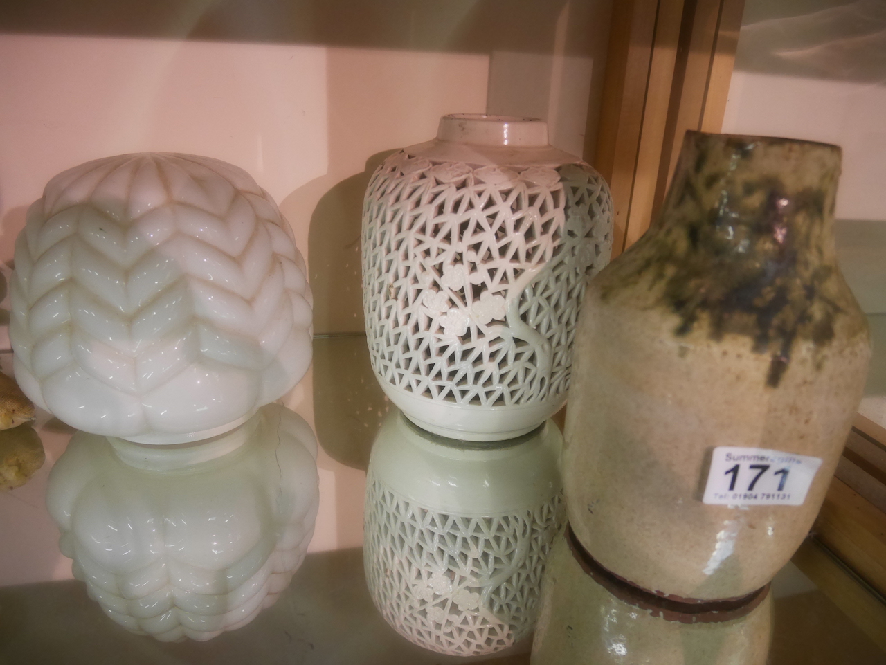 Stoneware jars and shade