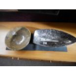 2 Inlaid fossil polished stove bowl