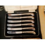 Set of 6 silver butter knives
