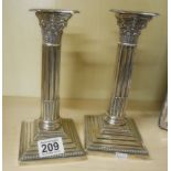 Pair of Sheffield Silver candlesticks 22cm height ( year of manufacture n )