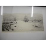 W L Wyllie etching "Naples Harbour"
