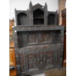 Jacobean style carved court cupboard