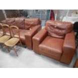 Leather settee and chair