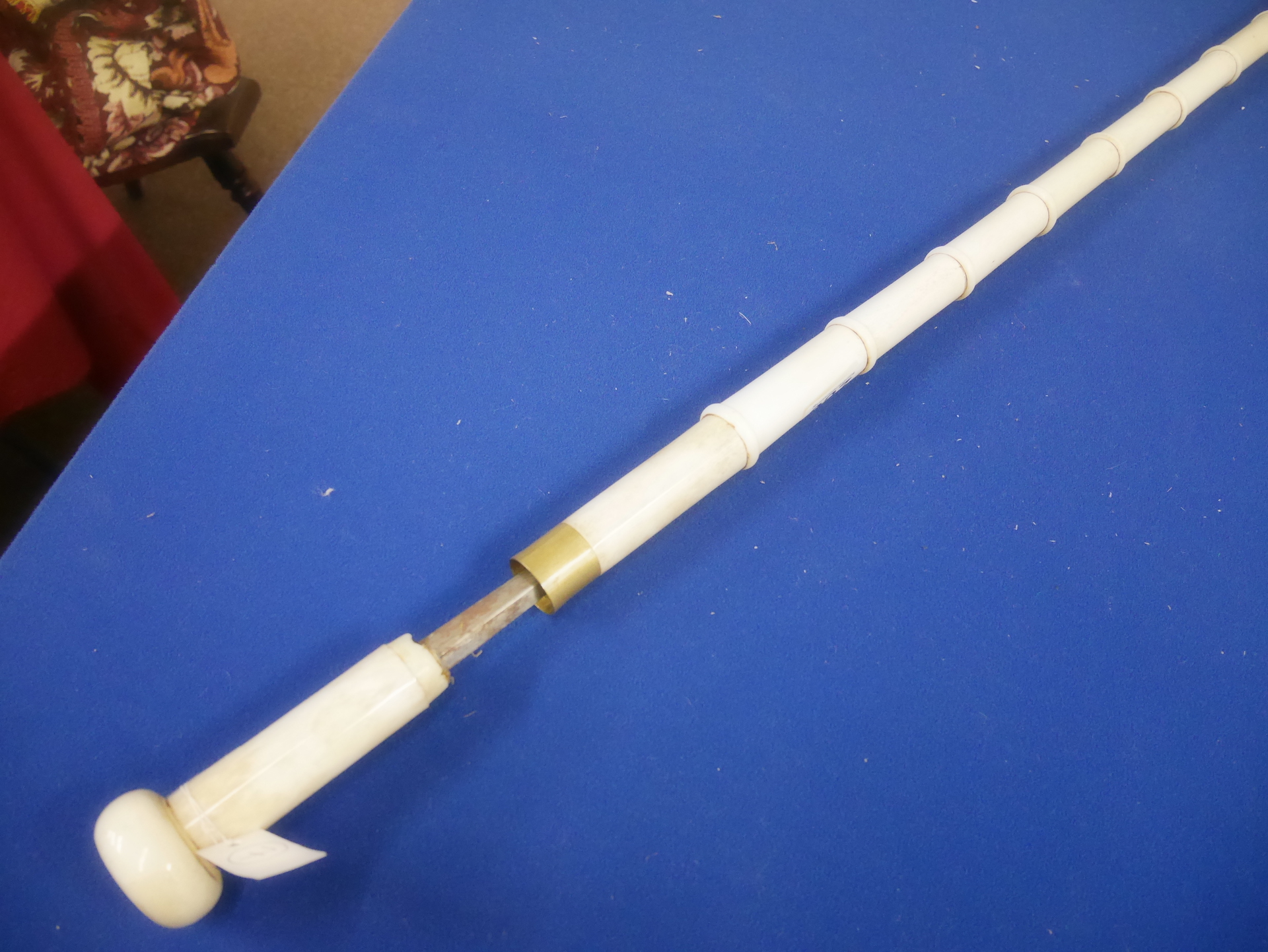 Victorian carved bone sword stick
