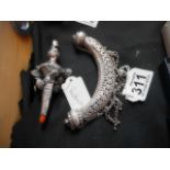 Silver and antique rattle etc