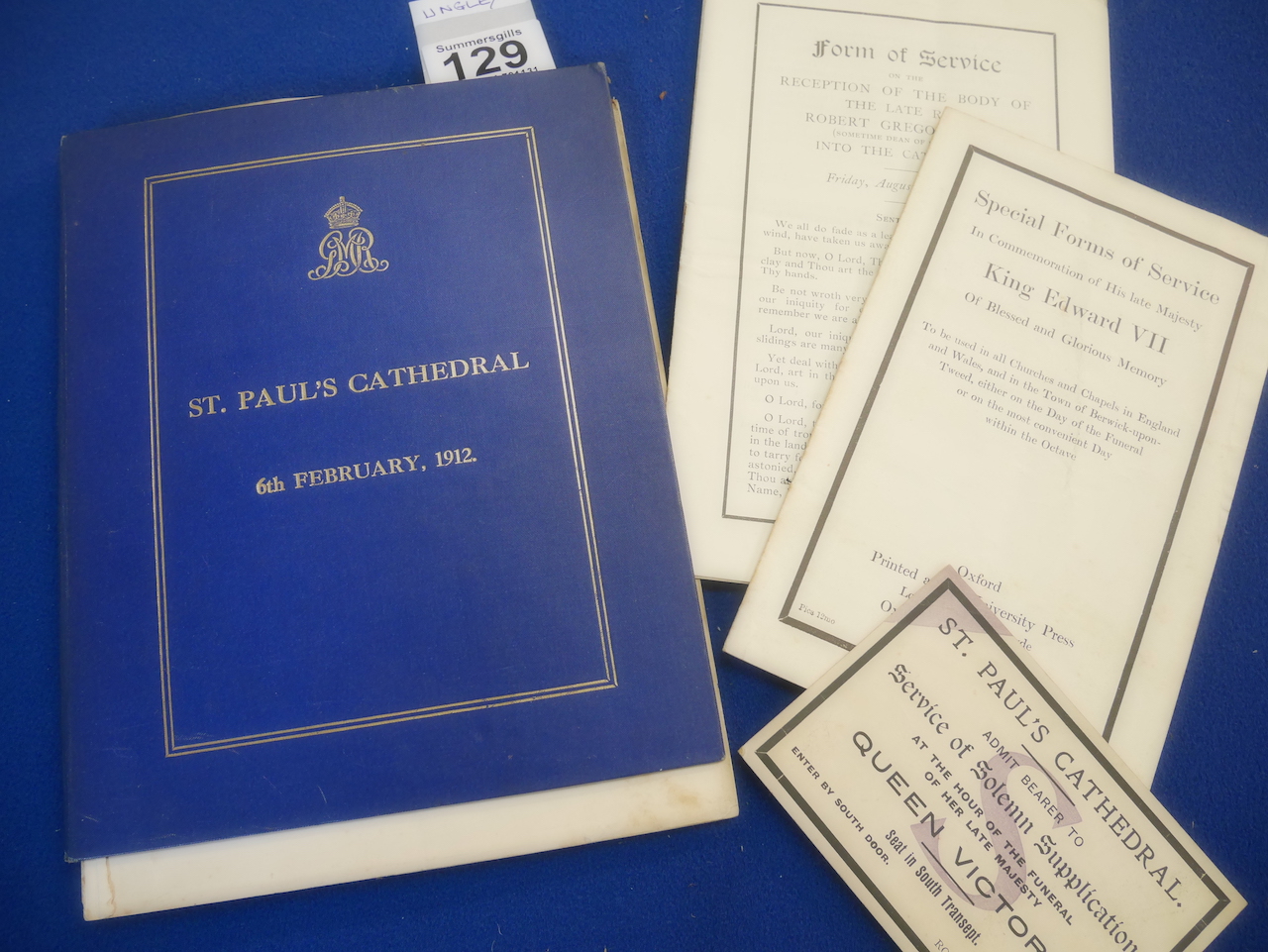 Memorial Programmes from St Paul's Cathedral SS Titanic, Queen Victoria, Kind Edward VII etc