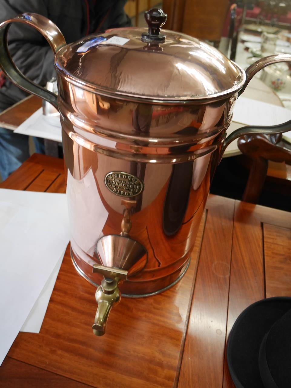 Copper tea urn "W George Ripon" - Image 3 of 3