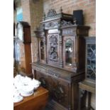 Continental style mahogany carved sideboard