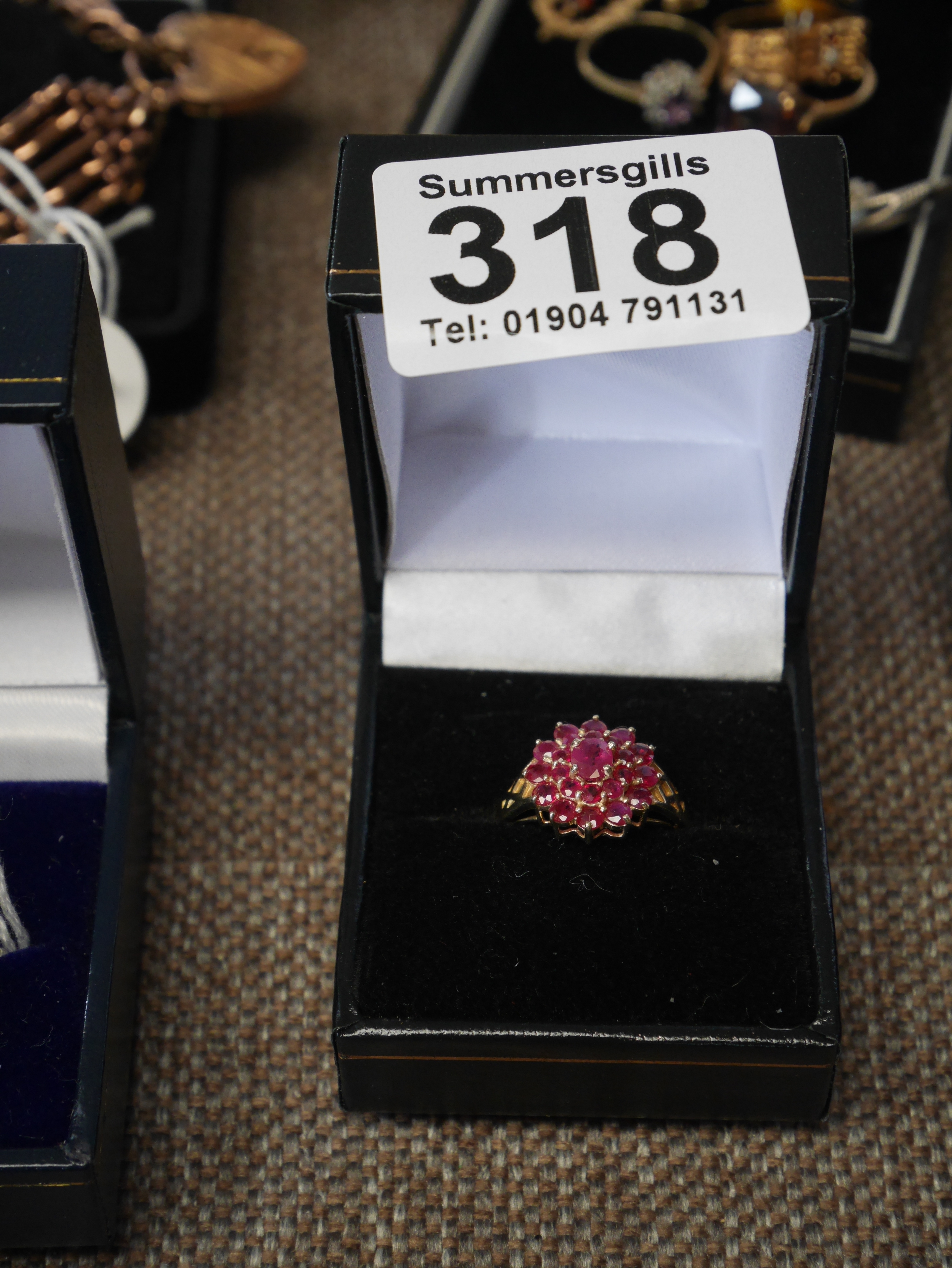 9ct gold and ruby cluster ring