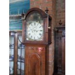 Mahogany antique Grandfather clock with painted face by S Tinkler Newcastle