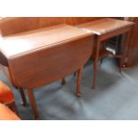 Mahogany drop leaf table with pad feet and mahogany side table