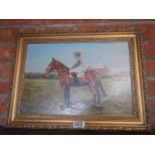 Oil painting of point to point horse