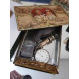 Rowntrees tin, pocket watch etc