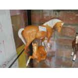 Beswick Palomino horse and foal