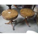 Pair of yew drum tables