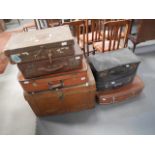 Collection of suitcases and trunk
