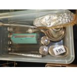 8 x Silver and glass scent bottles and 2 EPNS ladles