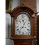 Oak antique Grandfather clock, painted face by Jo. Dalgety Arbroath