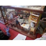 Glass cased kitchen diorama/doll set