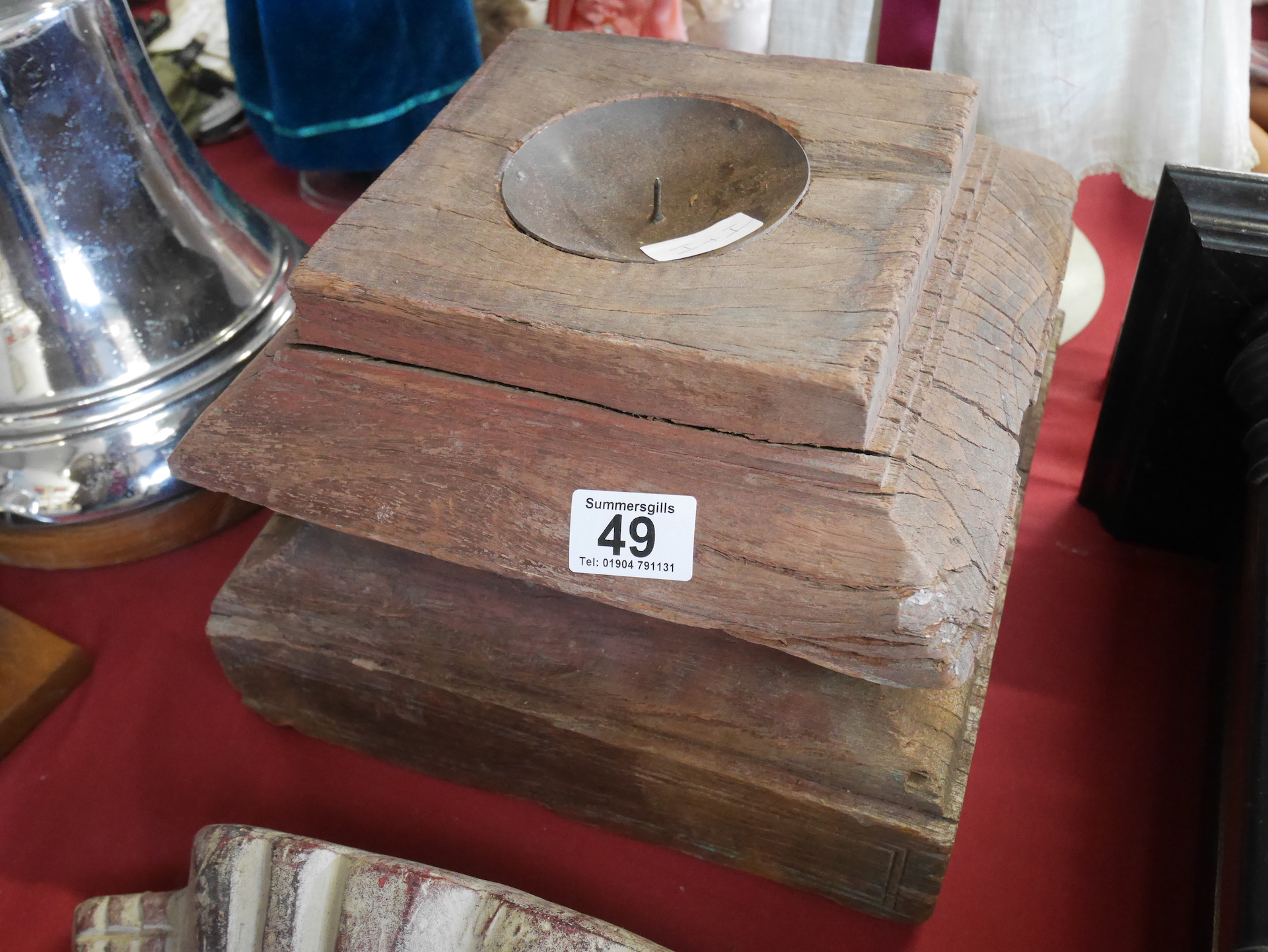 Wood block candlestick