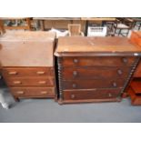 Oak bureau and Victorian mahogany chest