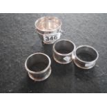 Silver pot and 3 napkin rings 93g