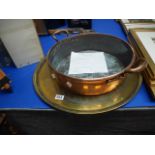 Brass tray and copper preserving pan