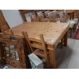 pine dining table and 6 chairs