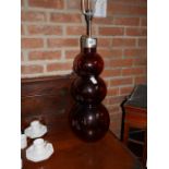 Retro. Style red glass table lamp 58cm