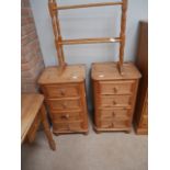 2 Pine chests and towel rail
