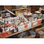 4 boxes - miniature fairground rides, scent bottles etc.