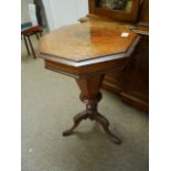 Victorian walnut octagonal needlework box