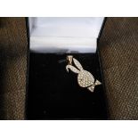 9ct gold stone set playboy bunny pendant