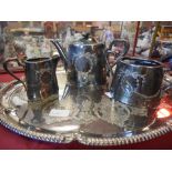 Silver plated tray and tea service