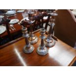 2 x Pairs of Sheffield plate candlesticks
